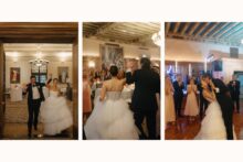 Bride and groom entering their reception at the Detroit Athletic Club