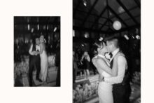 Bride and groom dancing the night away in the birdie room in front of a live band.