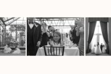 Flower girls looking out a window.