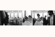 Bride and groom dancing with their community.