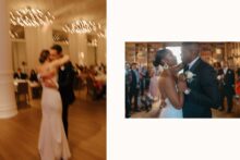 Bride and groom sharing their first dance.